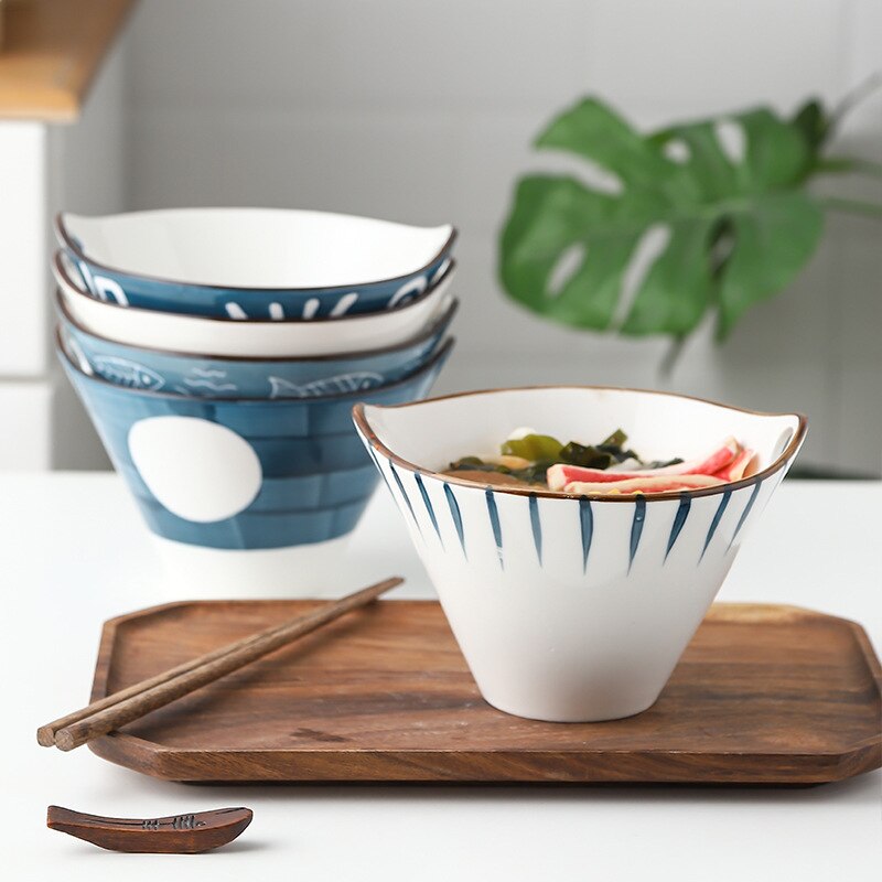 Ceramic Hand painted Japanese Style Noodle Bowl.