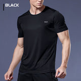 Men's multicolor short sleeve gym shirts. Quick drying, breathable sportswear