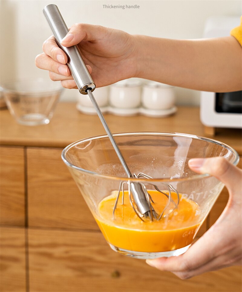 Stainless Steel Hand Held Semi Automatic  Whisk to Beat Eggs.