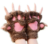 Winter Faux Fur Plush Warm Half Finger Mittens/Gloves.