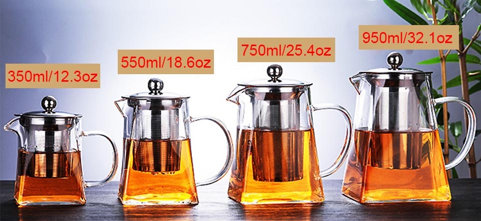 BORREY Heat Resistant Glass Teapot With Stainless Steel Tea Infuser.