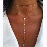 Ladies Enamel Rose Lariat Necklace