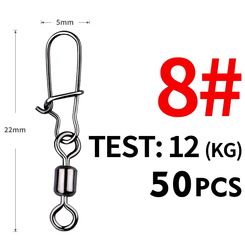 MEREDITH 50PCS Steel Aloy fishing connector. These quick links keeps your fishing line from getting tangled.