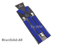 Leather Suspenders With Elastic Adjustable Straps.  Comes in a variety of solid Colors.