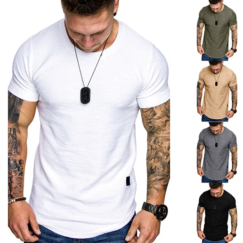 Men's Short Sleeve Longline Curved Hem T Shirt With Plus Sizes M-3XL
