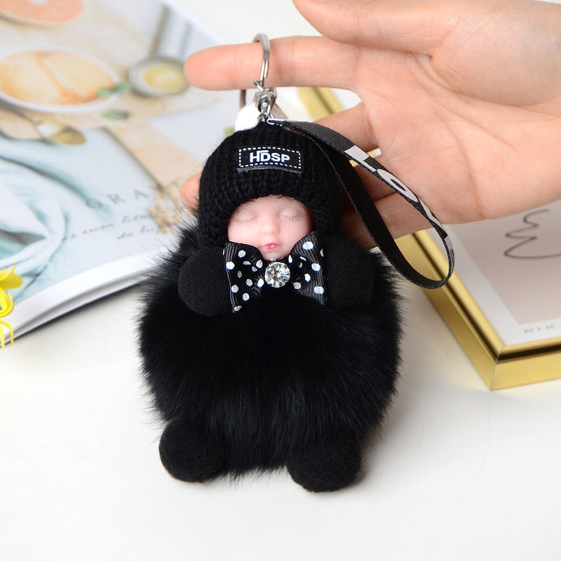 Pompom Cute Fluffy Plush Doll Keychains.