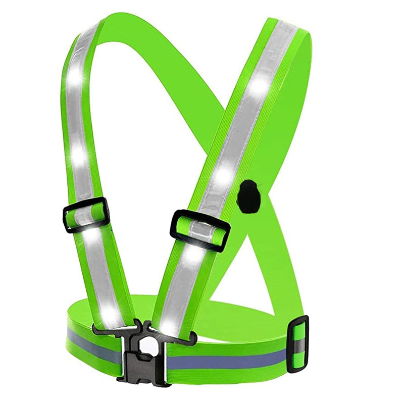 LED/USB Charging Reflective Vest With Adjustable Waist with Pouch For Running, Cycling and Walking.