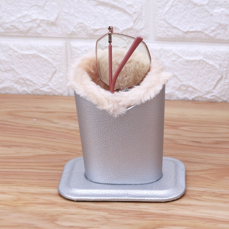 Leather Eyeglass Holder/Stand With Soft Plush Lining.