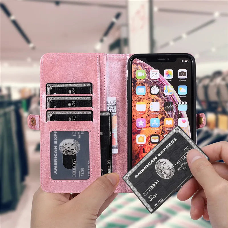 Magnetic Flip Leather Case For iPhone 15 Pro Max 14 Plus 13 12 11