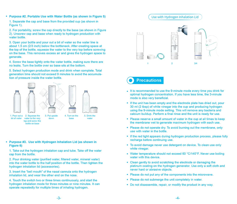 ALTHY H2Life Performance Molecular Hydrogen Water Generator Bottle DuPont SPE+PEM Dual Chamber lonizer + H2 Inhalation Device