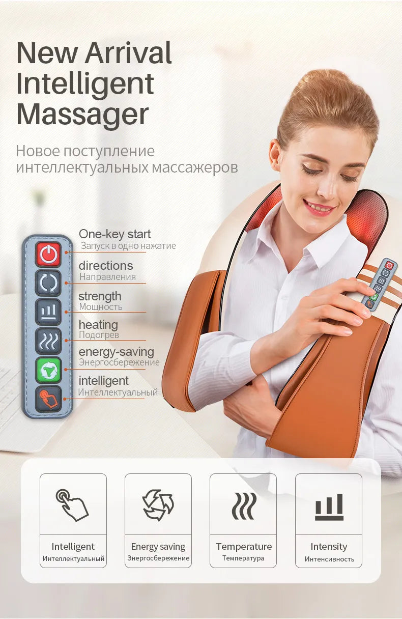 JinKaiRui U Shape Electrical Shiatsu Back, Neck, And Shoulder Body Massager With Infrared Heated