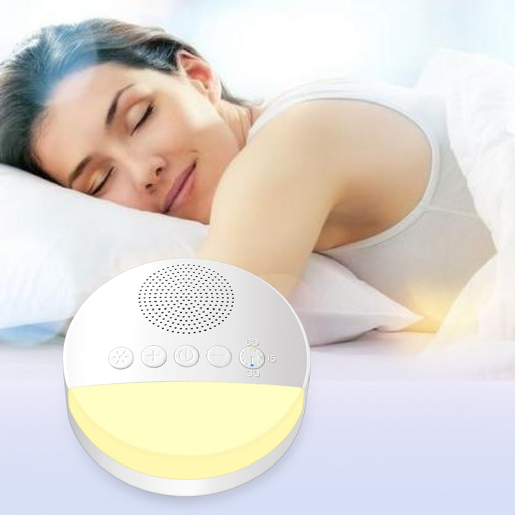 White Noise Machine With USB Rechargeable, Night Light And Timer For Automatic Shutdown.