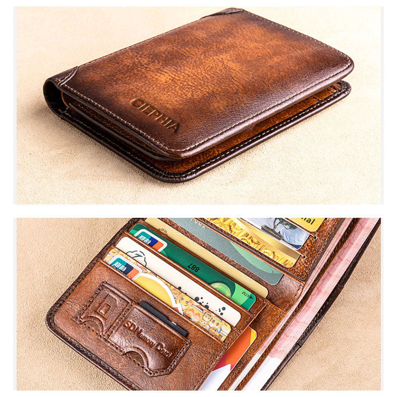 Men's Genuine Leather Rfid Protection Wallets.