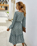 Elegant Ladies Long Sleeve Flower patterned Dress.