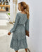 Elegant Ladies Long Sleeve Flower patterned Dress.