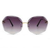 Women's rimless Gradient designer sunglasses.