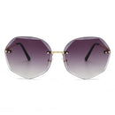 Women's rimless Gradient designer sunglasses.