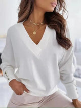 Women's Long Sleeve, V-neck Knitted Sweater.