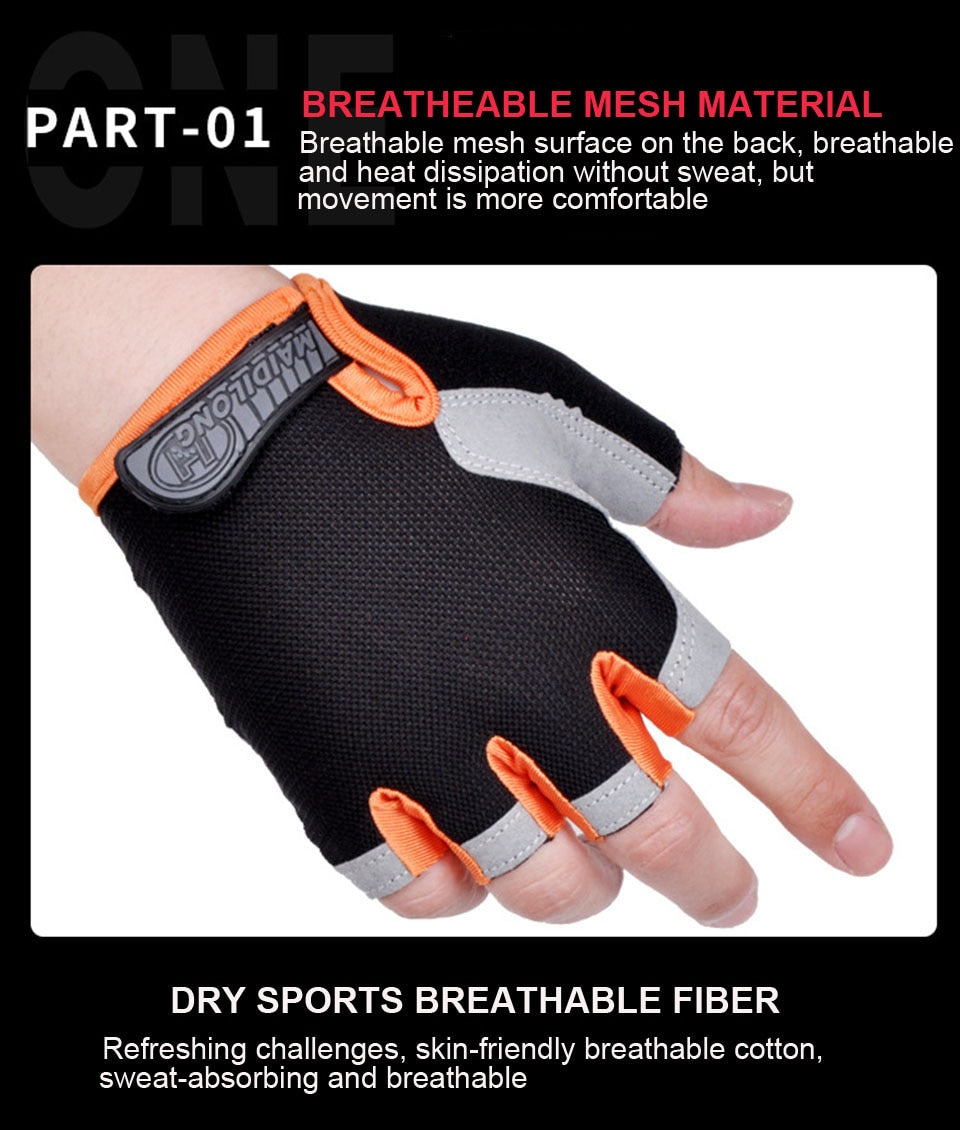 Anti-slip, Anti-sweat, Breathable Half Finger Sports Gloves for Men and Women.