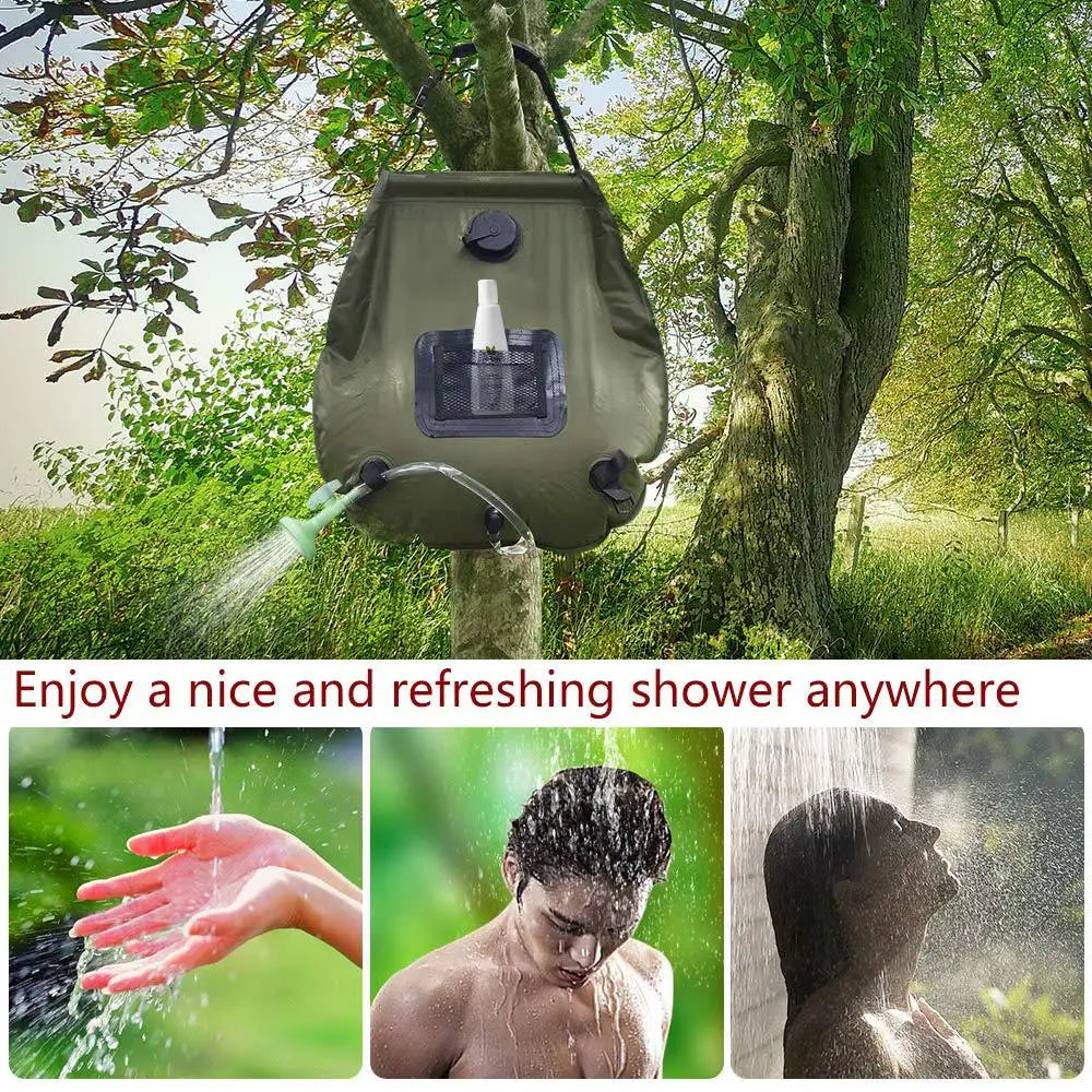 20L Outdoor Solar Shower Bag For Hiking Or Camping With Extra Shower Head