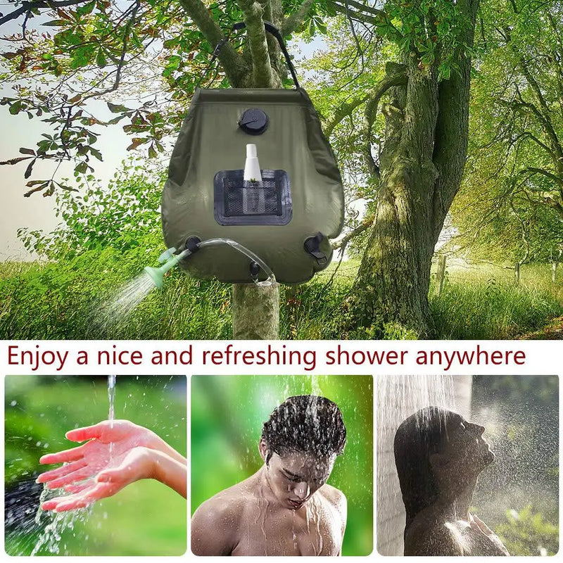 20L Outdoor Solar Shower Bag For Hiking Or Camping With Extra Shower Head