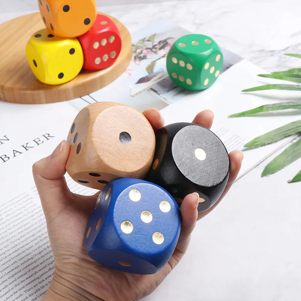 1PC 5cm Wooden,6-Sided Rounded Corners, Colorful Dice.