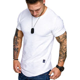 Men's Longline Curved Hem Short Sleeve T-Shirt Size M-3XL