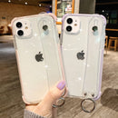 Glitter Powder Case For iPhone 12 13 11 X XR XS Max 7 8 Plus Transparent Soft TPU Wrist Strap & Shockproof Back.