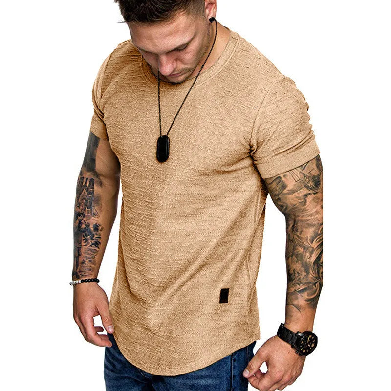 Men's Short Sleeve Longline Curved Hem T Shirt With Plus Sizes M-3XL