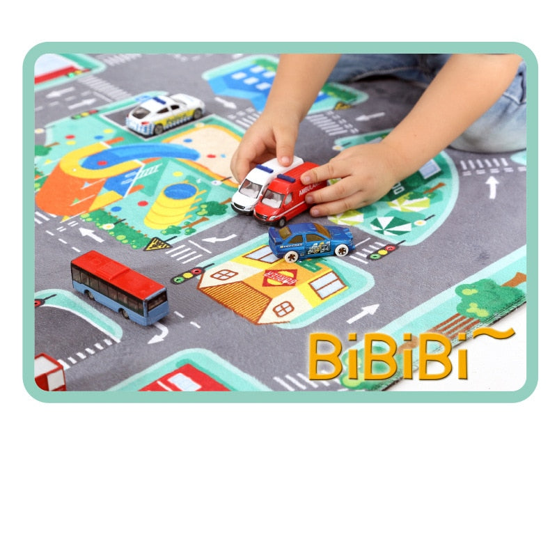 LED Anti-slip Kids Play Floor Mat. Pictures of Roads so Children Can Play Cars.