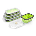 4Sizes/multicolor Silicone rectangle Collapsible Lunch Box or Food Storage Container.  Microwave safe