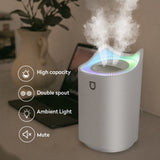 Multi color LED aromatherapy diffuser. Double nozzle for essential oil aroma. Can also be used as a regular humidifier.