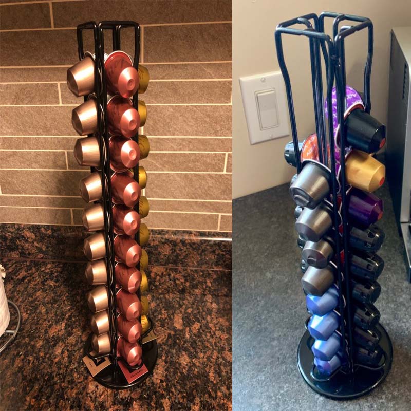 Nespresso Dispensing Tower Stand that holds 40 pods.