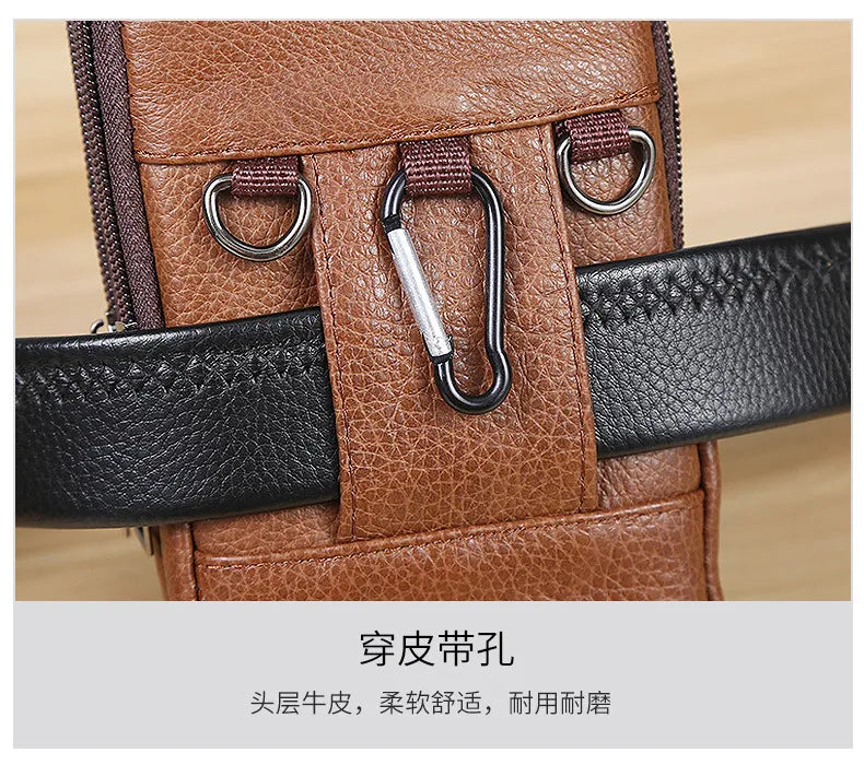Men Leather Waist Belt Bag.