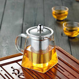 BORREY Heat Resistant Glass Teapot With Stainless Steel Tea Infuser.