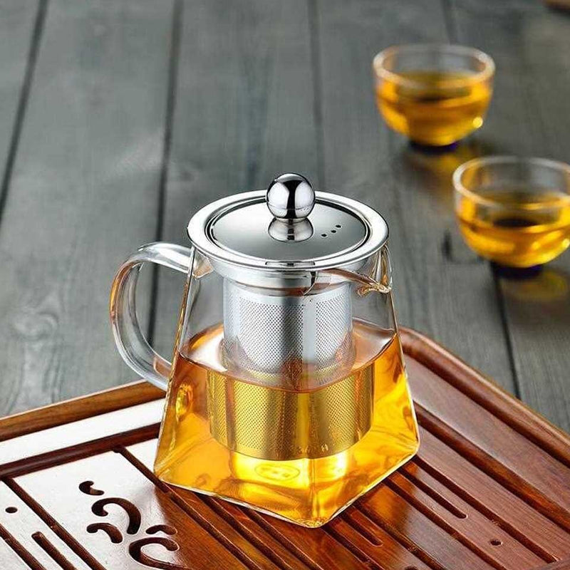 BORREY Heat Resistant Glass Teapot With Stainless Steel Tea Infuser.