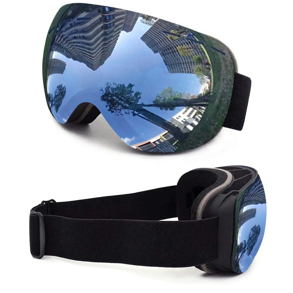 Double Layer, Anti-Fog UV400 Ski Goggles with Case.