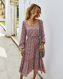 Elegant Ladies Long Sleeve Flower patterned Dress.