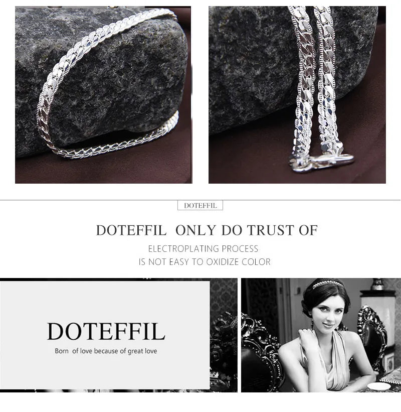 Men Or Women's DOTEFFIL 925 Sterling Silver 6mm Chain With 16/18/20/22/24 Inch Lengths