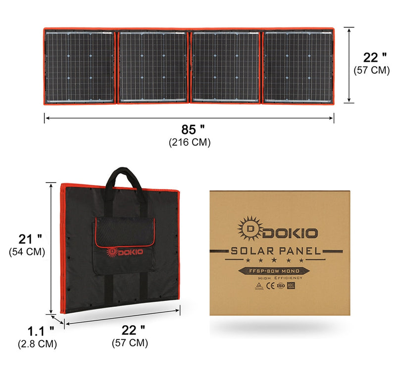 Dokio Flexible/Foldable High Efficiency Solar Panel. 12V 80w 100w 150w 200w 300w Solar Panel Kit