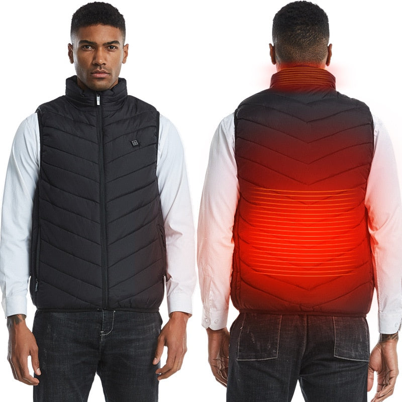 Men's and Women's USB Heated Thermal Vest. Sizes S to 6XL and Up to 17 Heating Zones.