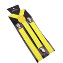 Leather Suspenders With Elastic Adjustable Straps.  Comes in a variety of solid Colors.