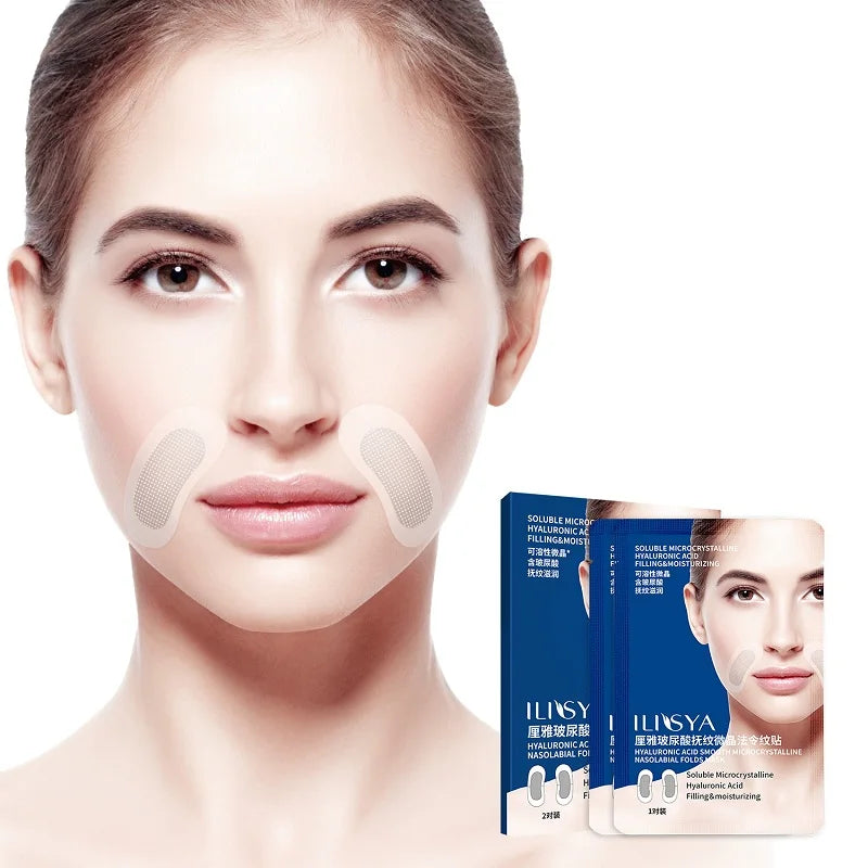 2 Pairs Micro-needle Nasolabial Folds Patches With Hyaluronic Acid