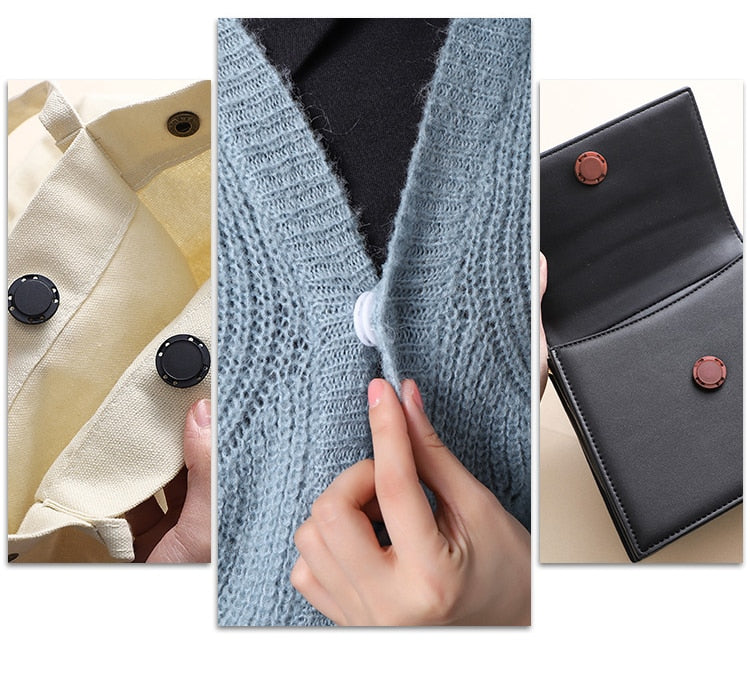 Invisible Magnet Buttons that can be sewed on to clothing.