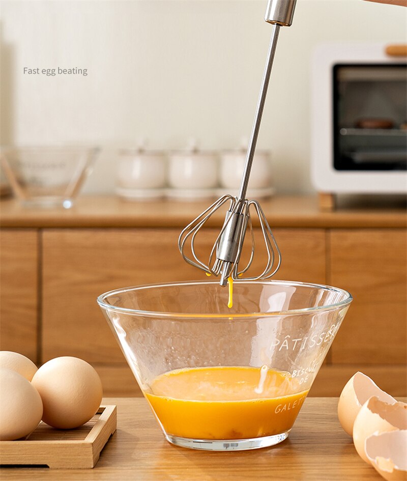 Stainless Steel Hand Held Semi Automatic  Whisk to Beat Eggs.