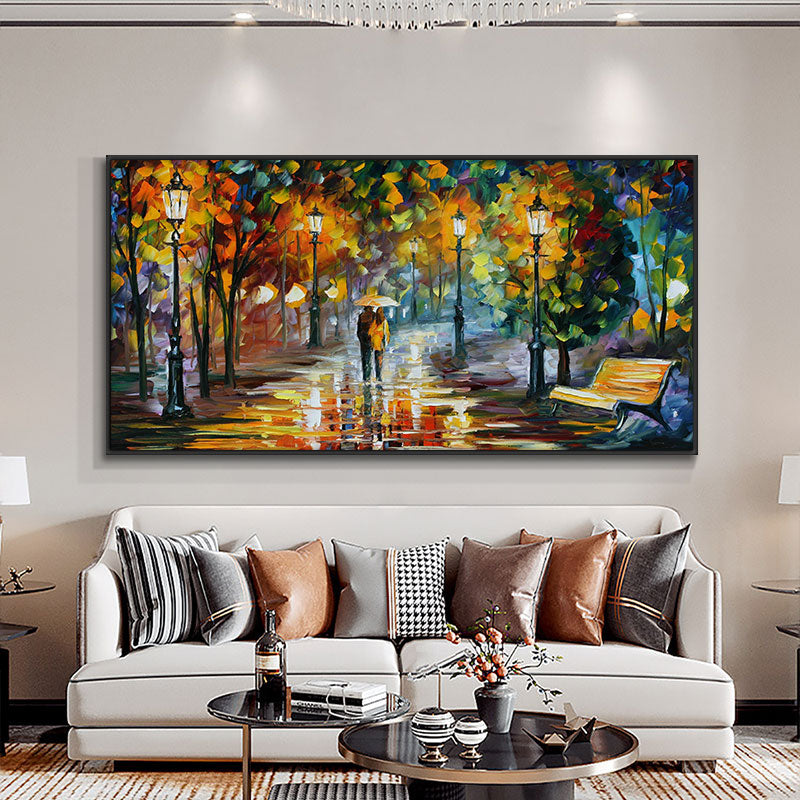Modern Nordic Poster "Walking Down The Street" Oil Painting  Print On Canvas.