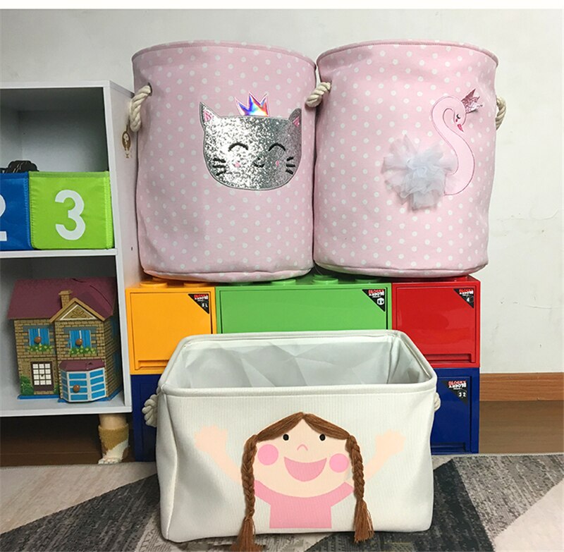 Foldable Canvas Cartoon Animal Laundry Basket OR Toy Storage.