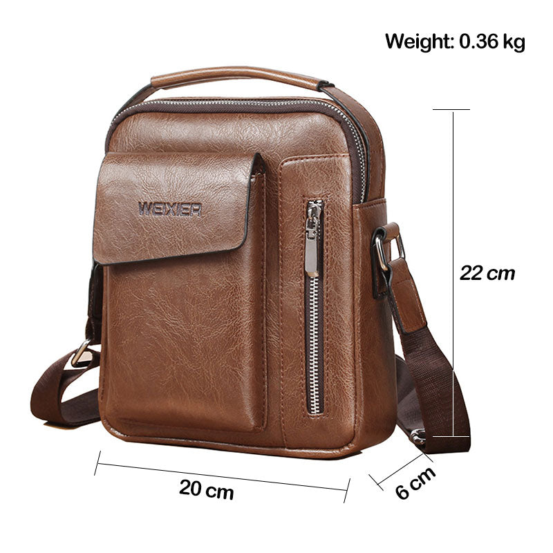 WEIXIER Men's Crossbody Multi-function Leather Bag.