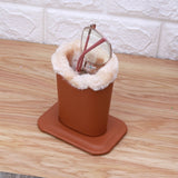 Leather Eyeglass Holder/Stand With Soft Plush Lining.