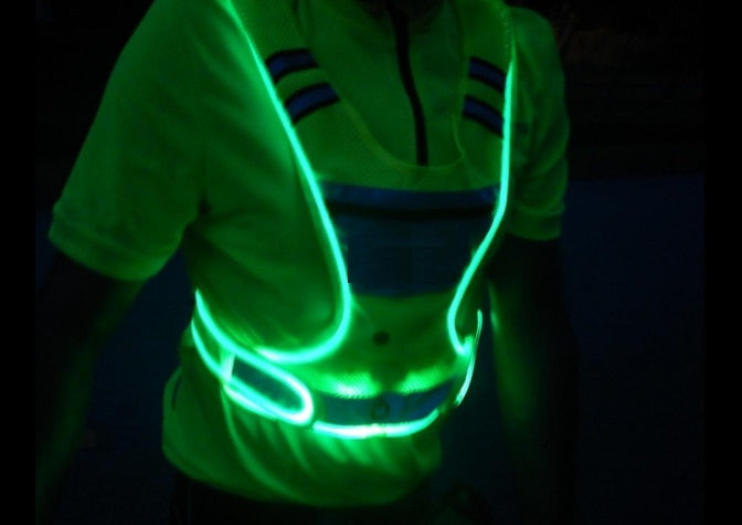 LED/USB Charging Reflective Vest With Adjustable Waist with Pouch For Running, Cycling and Walking.